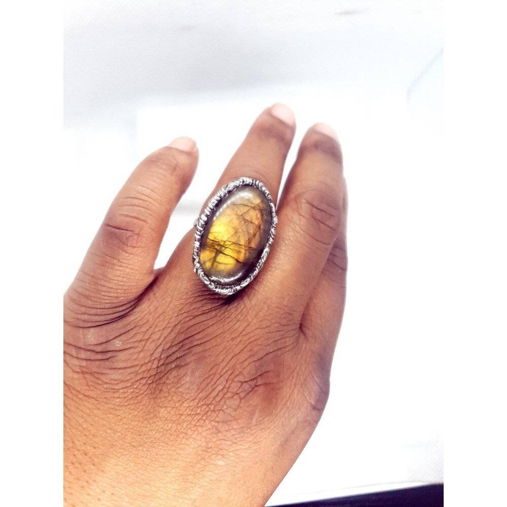 Labradorite Crystal Ring Adjustable - Picture 10 of 12
